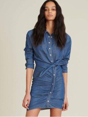 Veronica Beard Sierra Ruched Chambray Dress Size 12